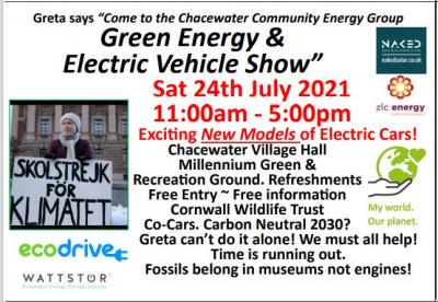 Chacewater Community Energy Green Energy Fair and Electric Vehicle  24th July 2021