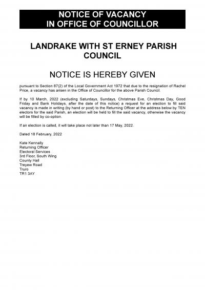 Vacancy for Landrake with St Erney Parish Council