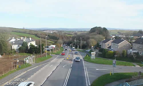 The A38 running through Landrake Village